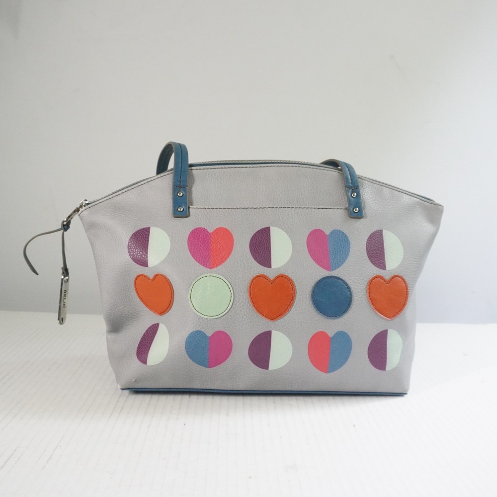 Relic Tote Bag Colorful Hearts Circles Shoulder Bag Zip Top Purse